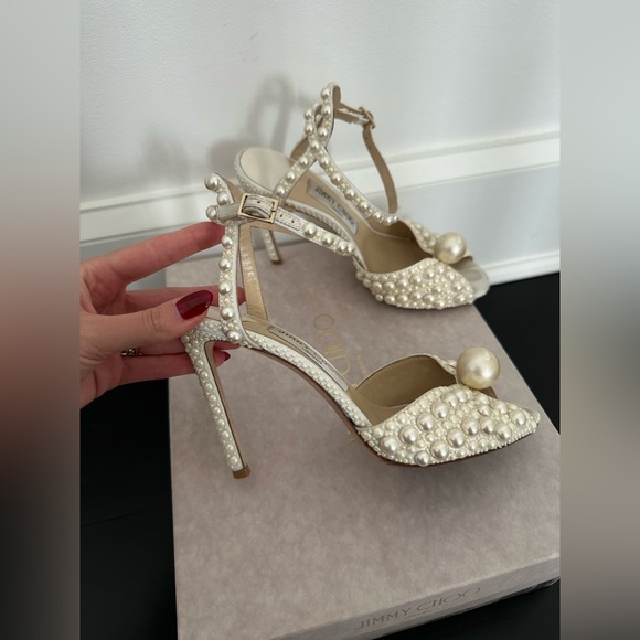Jimmy Choo Sacora 100MM Embellished Sandals Size 37 - Picture 4 of 15